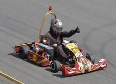 Front view of the Gandiva Racing electric go-kart.